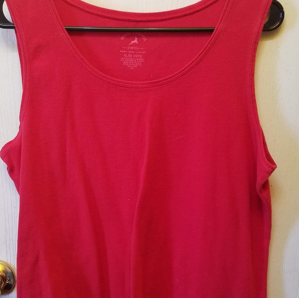 Gently used tank top color red, brand "white stag